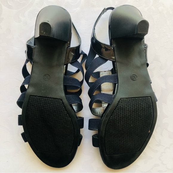 London Fog Size 10 Nadeen NAVY Strappy Dress Slingback Shoes/Sandals Glitzy NWOT - Picture 9 of 11